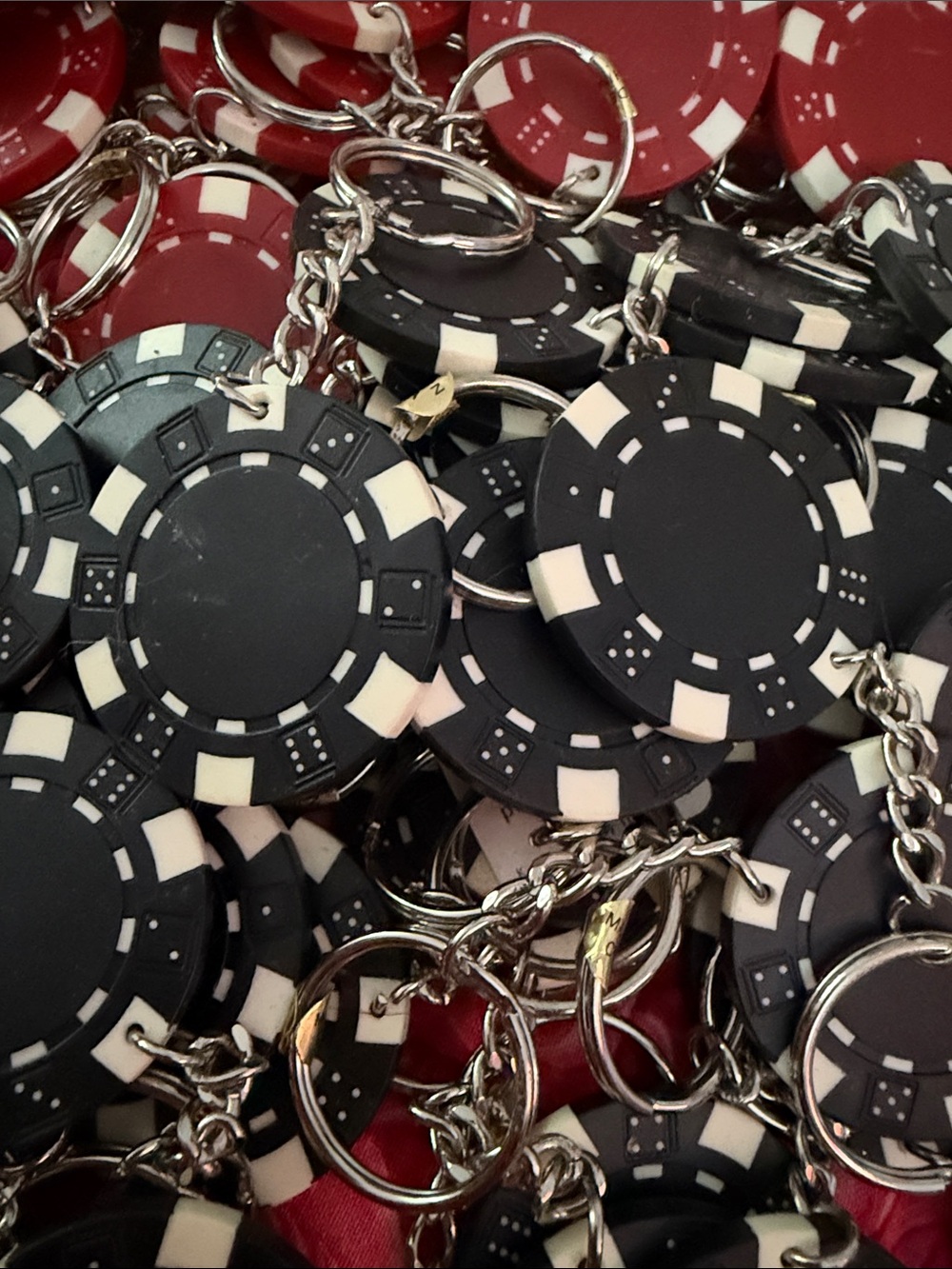 New Poker Chip Keychains choose: Red, Blue, Green or black lucky charms - Picture 2 of 5